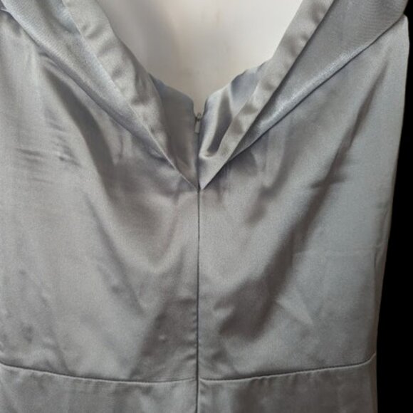 Silvery Blue Maxi Satin Gown Size 14 - Picture 4 of 7